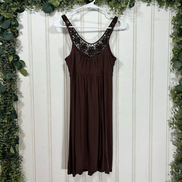 Max and Cleo Boho Hippie Floral Casual Brown Sleeveless Embroidered Top XS - Picture 2 of 9